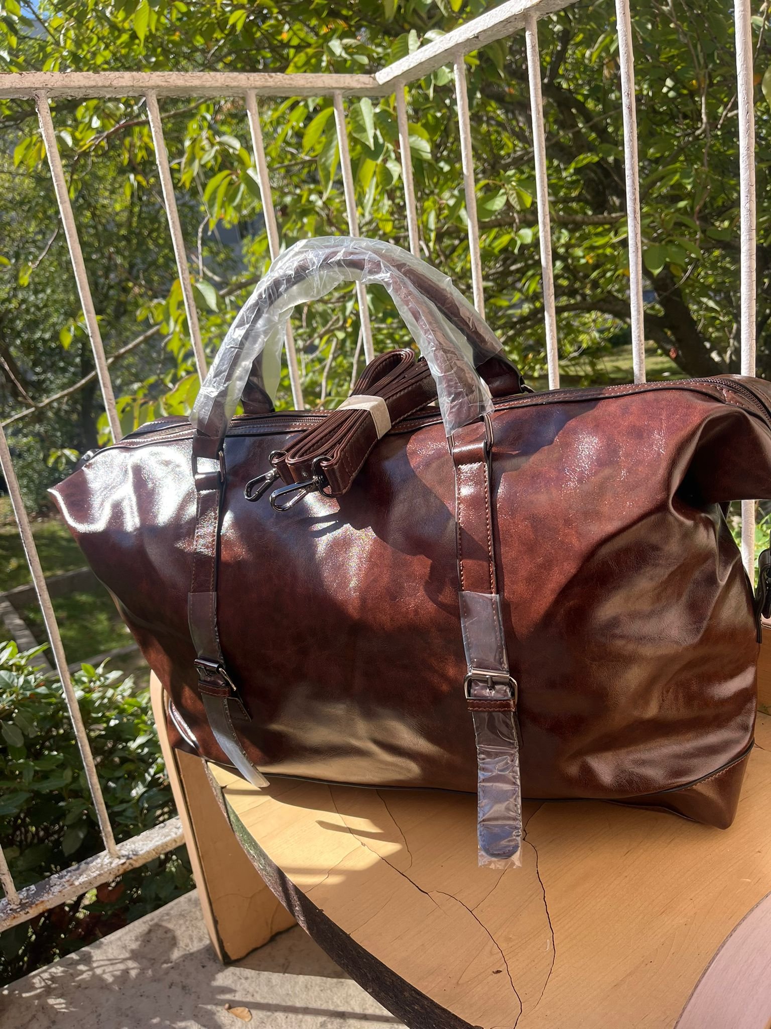 Sac cuir voyage homme 28" bagage de voyage sac de nuit vintage